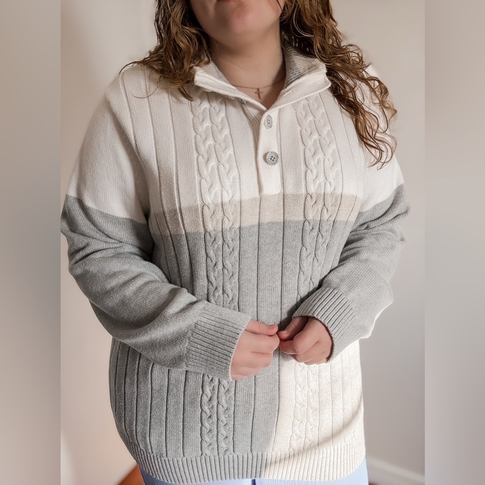 Nautica Color Block Fisherman Knit Sweater